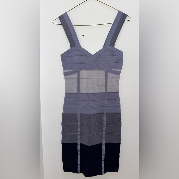 Bebe Blue Ombre Striped Color Block Dress - Picture 1 of 7